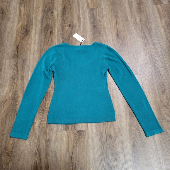 Pink Rose Sweater Size XL Blue Long Sleeve Ribbed Knit Sweetheart Stretch Slim - Picture 8 of 9